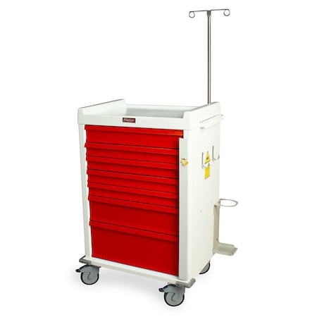 Harloff Aluminum MRI Safe Emergency Medical Cart with Accessory Package, Seven Drawers, Breakaway Lock MR7B-EMG